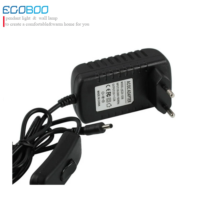 

24W Black LED Driver 12v With Rocker Switch as LED Strip Light Power Supply European Plug 3.5DC plug output