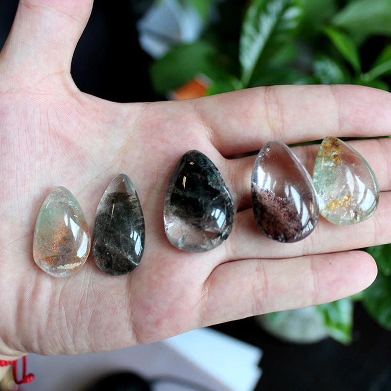 

1PCS 20*15MM Crystal Quartz Gemstone Specimen Healing Stone Ghost Phantom Stone Natural Green Ghost Phantom Stone