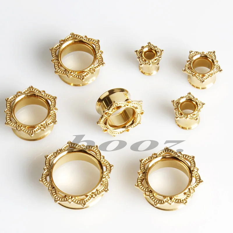 Fashion Ear Plugs Stainless Steel Signle Flared Tunnels Gold Fashion Ear Plugs Stainless Steel Signle Flared Tunnels Gold Gauges Earrings Body Jewelry Whole In From Accessories On