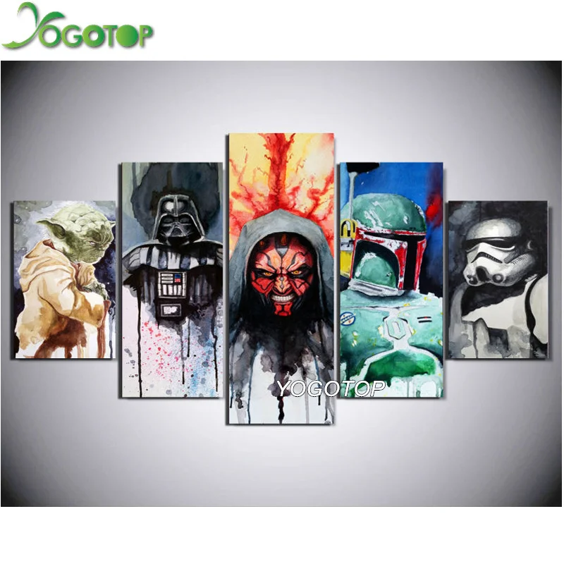 

YOGOTOP DIY Diamond Painting Cross Stitch Kits Full Diamond Embroidery 5D Diamond Mosaic Needlework Star Wars 5pcs ML162