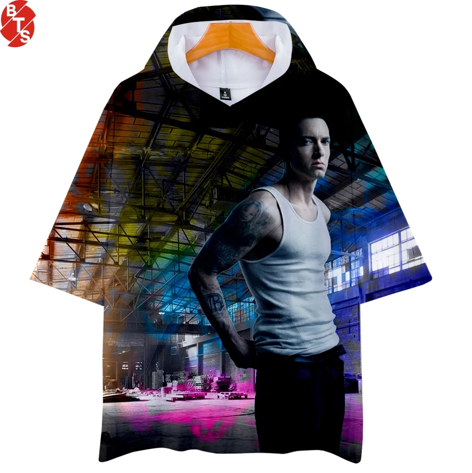 Футболка EMINEM с капюшоном в стиле хип хоп 3D принтом знаменитого рэпера 2018