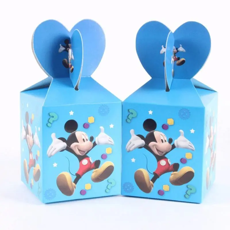 

6pcs/lot Mickey Mouse Candy Box Wedding Favor Boxes For Chocolates Baby Shower Children Birthday Event Party Supplies Gift Box