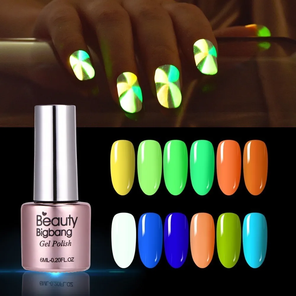 Beautybigbang флуоресцентный Неон лак для ногтей зеленый цвет дизайн ногтей поли Гель-лак фосфоресцирующий Vernis Ongle светящийся в темноте лак