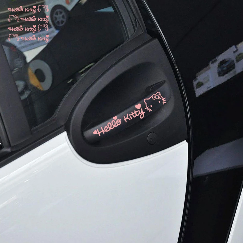 

Reflective Cartoon Hello Kitty Car Door Handle Sticker and Decal for Ford Focus 2 3 Volkswagen Polo Golf Skoda Opel Peugeot Kia
