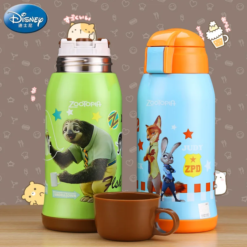 Stainless steel vacuum cup cute Disney children s cartoon creative cup double cover pupil portable pot