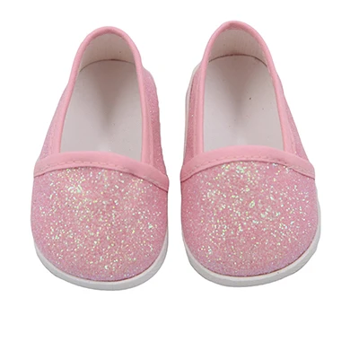 Милые туфли в американском стиле для куклы 18 дюймов; 4 цвета; модные туфли для новорожденных; модель 1/4 года; удобная обувь без шнурков для девочек - Цвет: pink