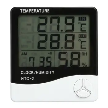 

Electronic Thermometer Hygrometer Digital LCD Temperature Humidity Meter Indoor Outdoor Weather Station Tester With Alarm Clock