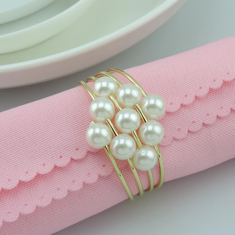 2015 Pearls METAL Napkin Rings Hotel / Wedding Supplies Table
