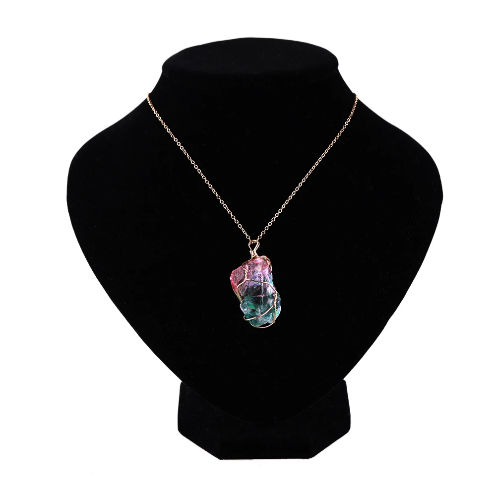 Натуральный кристалл нерегулярные красочные Радуга камень кварц позолоченный чакра рок кулон для женщин модные ювелирные изделия подарок
