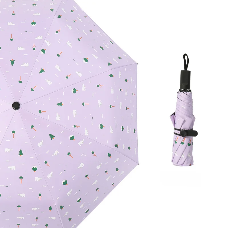 YADA Creative High Quality Cartoon Tree&Polar Bear Umbrella For Women Folding Umbrella Charm Windproof Cute Rain Umbrellas YS658