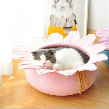 

New flower cat litter natural felt cat house at house warm autumn and winter cats sleeping bag four seasons universal