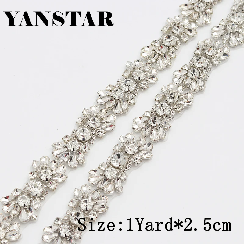YANSTAR 2 5 см * ярдов Стразы Аппликации железо на свадебном платье Кристалл