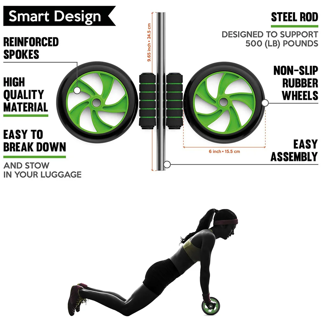 REXCHI абдоминальный Ab ролик домашний тренажерный зал фитнес-снаряжение Abs тренажер с ковриком двойное колесо машина тренировки мышц оборудование для тренировки