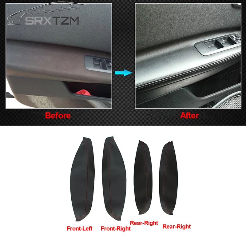 

SRTXZM Door Window Armrest Cover Switch Panel Trim Molding Garnish Microfiber Leather For Nissan QASHQAI J10 2007-2015 4pcs