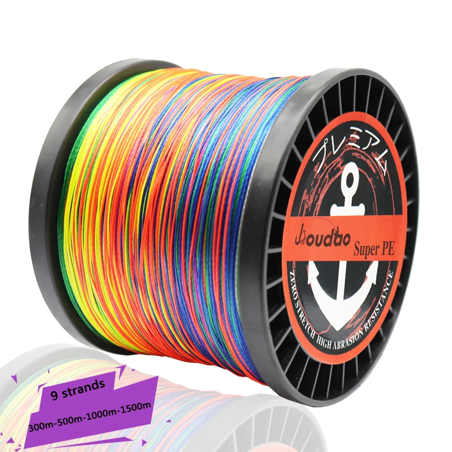Разноцветная плетеная леска Jioudao 9 нитей 300 м 500 1000 1500 20 200 фунтов Полиэтиленовая
