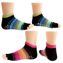 Лидер продаж, 1 пара Для женщин воздухопроницаемые носки для девушек, для занятий спортом, пилатеса носки пуанты пять пальцев силиконовые круглые