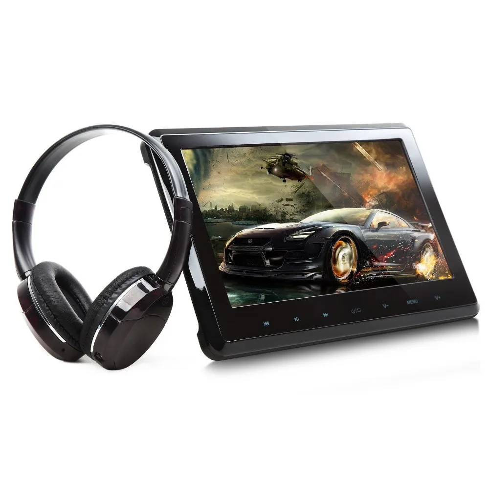 Flash Deal Single 10.1" HD Car Pillow Headrest Digital Monitor DVD Player car Attached Headrest PC with IR headphone Touch Button 1024*600 1