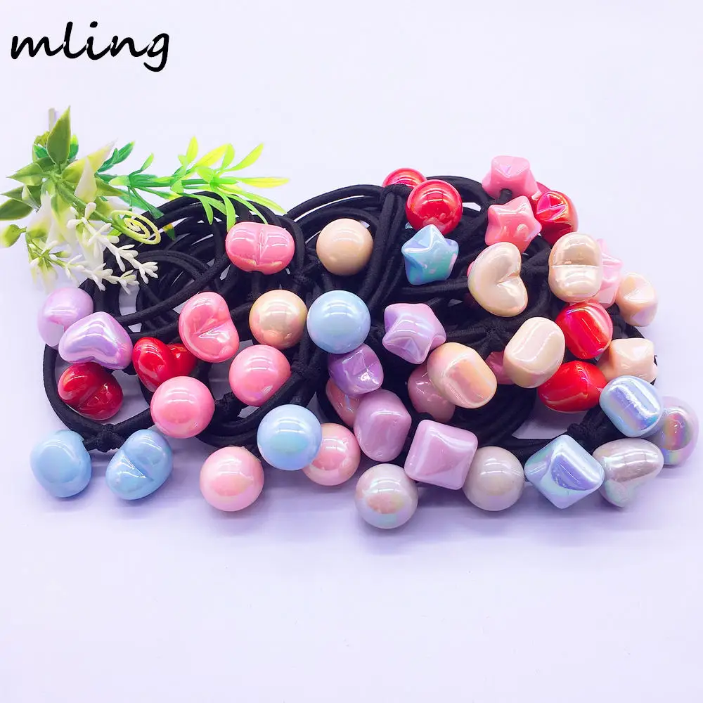 

Elastic Hair Bands Discoloration Heart Star Square Hair Tie Colorful Hair Rope Ponytail Holder Girl Scrunchies Hair Accessories