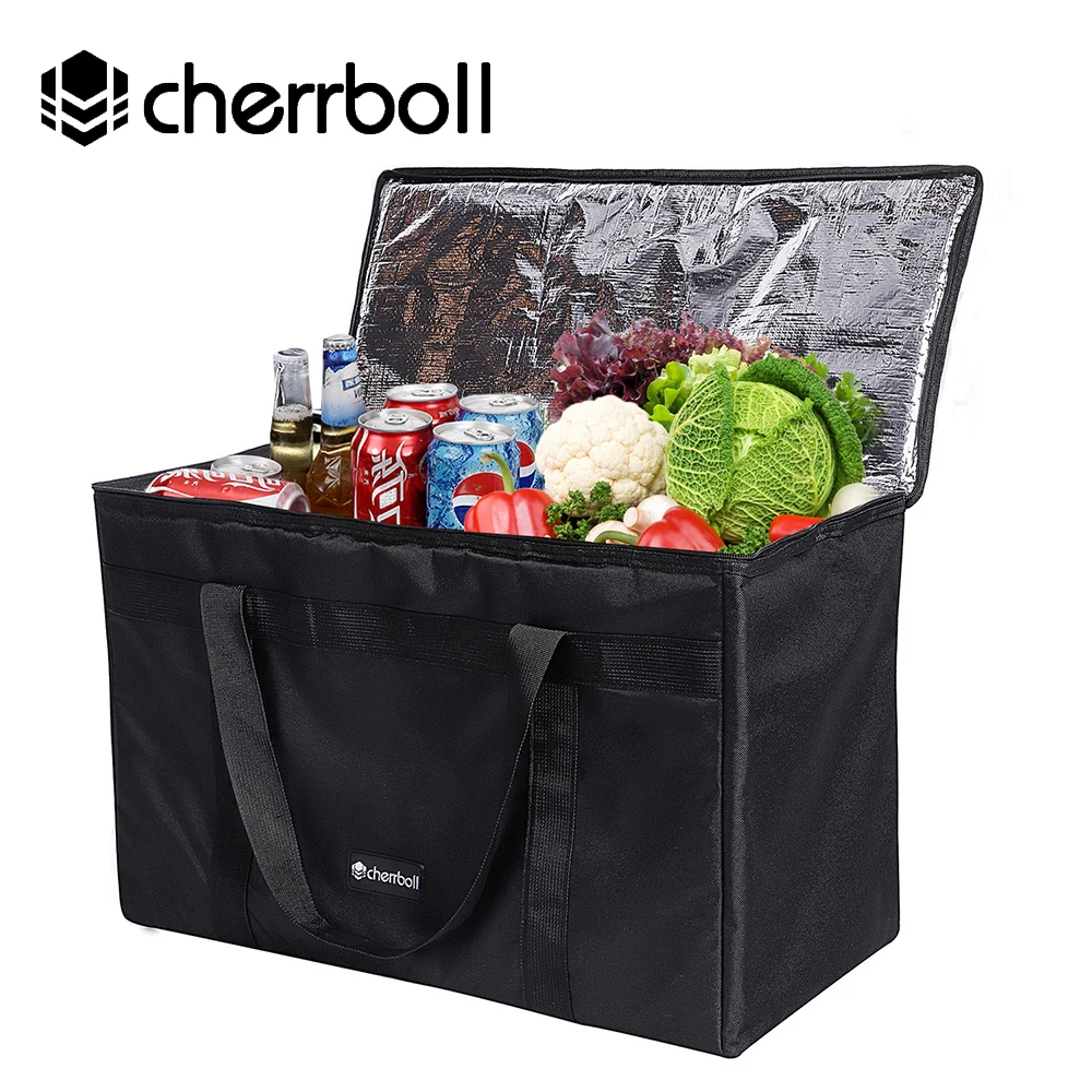 Bloco de Gelo para Todas as Estações Bolsas de Compras de Supermercado Bolsas de Caixa Térmica de Alimentos Cherrboll Tamanho Extra Grande Reutilizável Caixa 35*29*58 cm