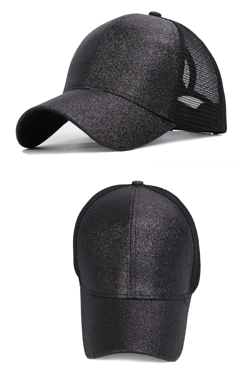 Women Mesh Baseball Cap Summer Hat Ponytail Glitter Colorful Adjustable Breathable Outdoor Accessory (5)