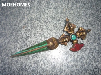 

Rare old religious objects ---Buddha Vajra Dorje Kingkong Buddhist ritual apparatus, copper&turquoise , free shipping