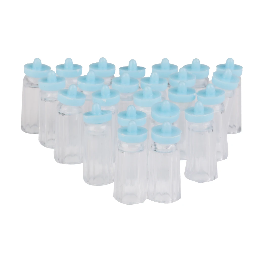 24pc Mini Baby Bottle Favors Decorations Baptism Birth Parties Measures 2x0.7cm, Blue