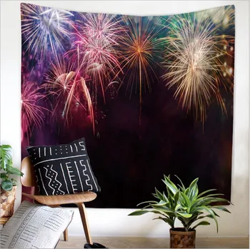 

Home Decor Polyester Fabric Night Fireworks Tapestry Wall Hanging Throw Bohemian Door Curtain home decoration accessories