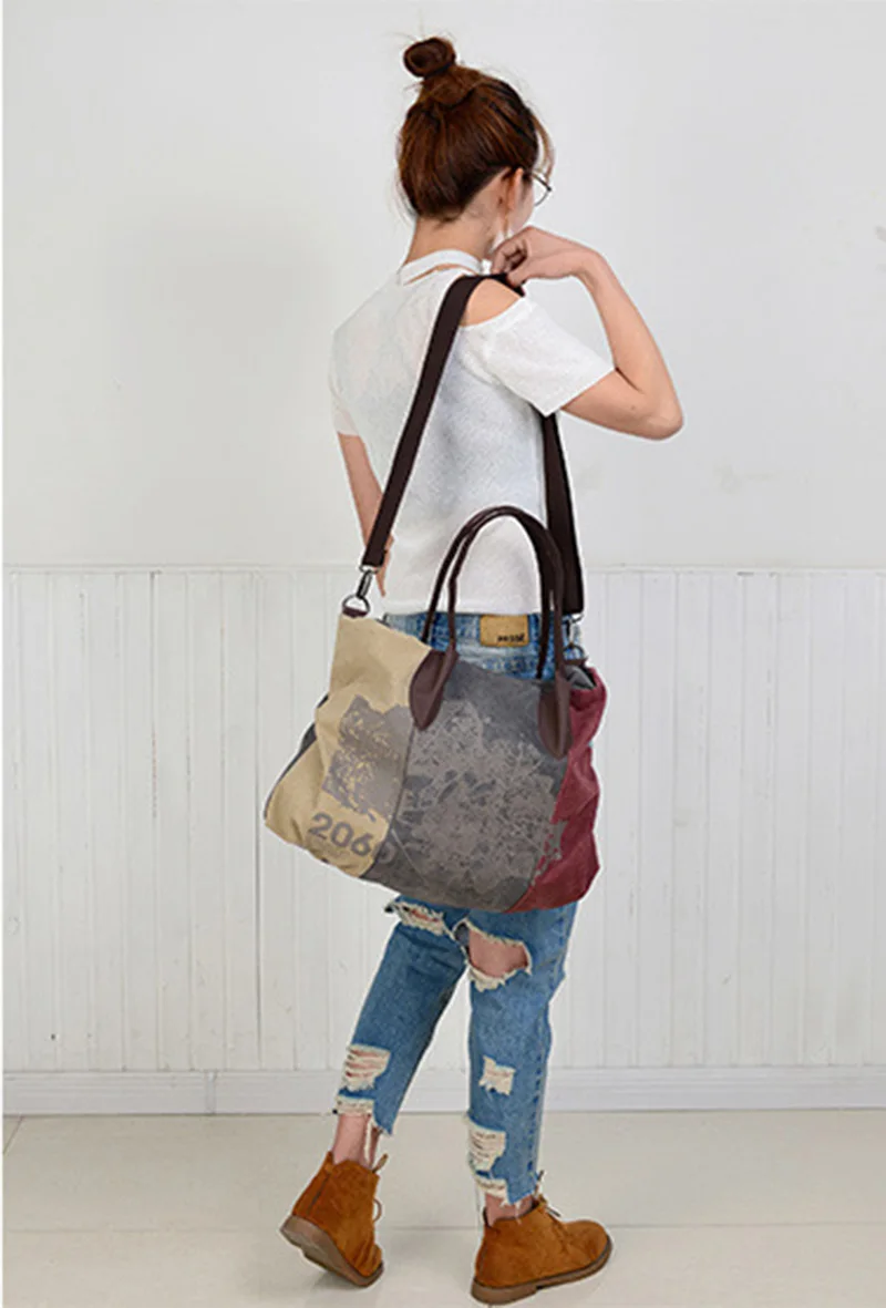 Women Vintage Handbag Canvas Hobos Casual Shoulder Bag Graffiti Trapeze Totes Luxury Handbags Women Bags Designer Bolsa SS0308 (13)
