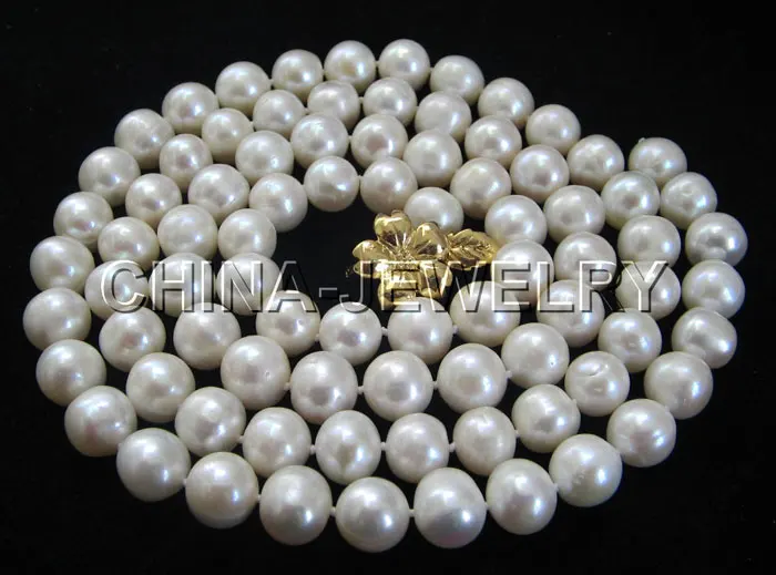 

Free shipping hot sale Women Bridal Wedding Jewelry >>Beautiful 33" 11mm natural white round freshwater pearl necklace