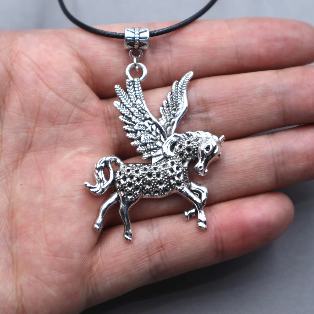 

1pcs vintage horse handmade necklace Pendant Leather Chain Necklace for Fashion jewelry dropshipping