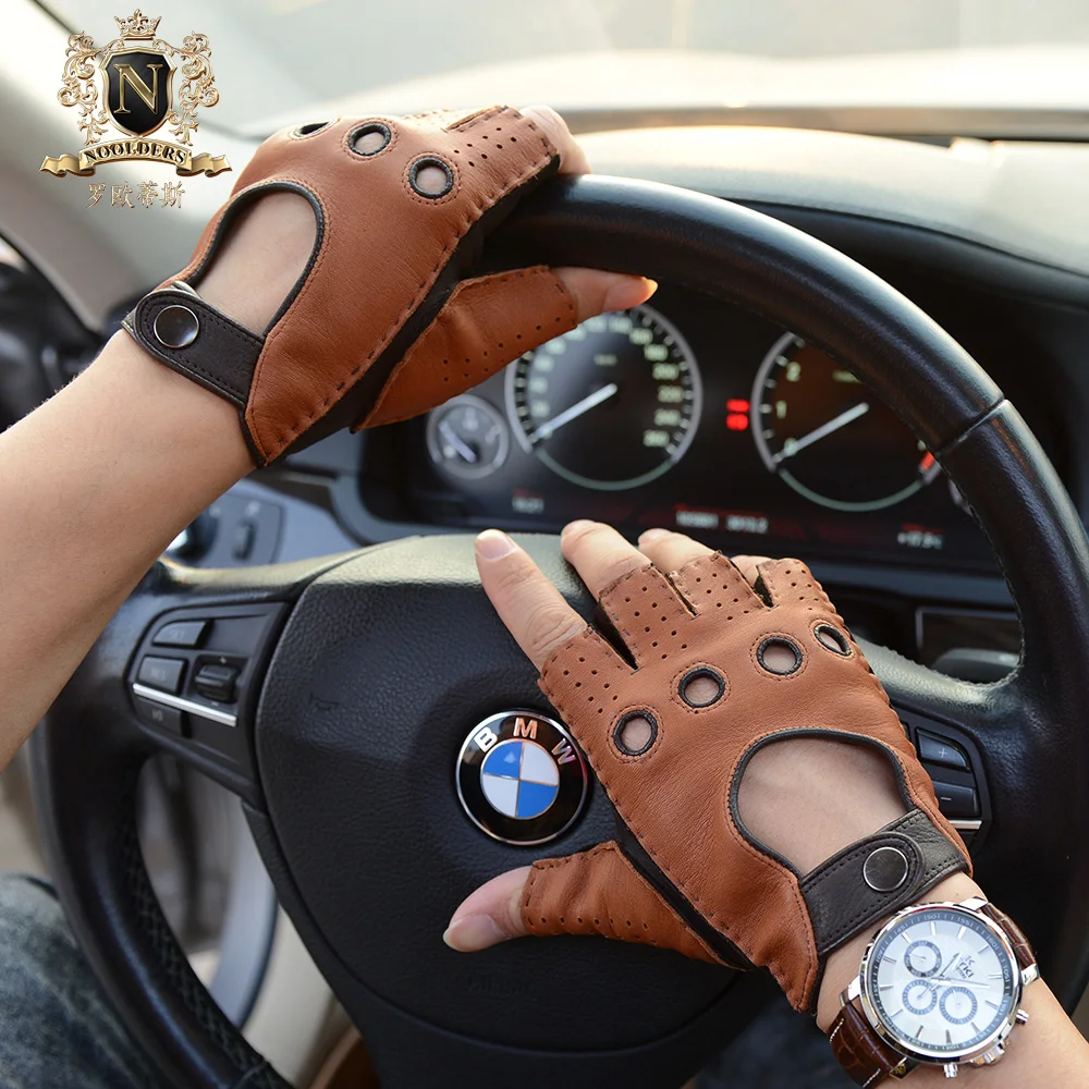 

2019 Lastest Man's Half Finger Gloves Deerskin Retro Harley Motorcycle Leather Gloves Male Semi-Fingers Driving Gloves M-51