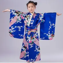 Темно-синие детская юката OBI винтажные японские гриль кимоно детская юката хаори платье традиционное японское кимоно