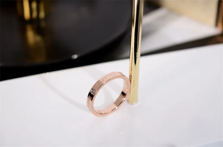 Юн РУО любовь пара навечно Кольца из розового цвета: золотистый, серебристый Цвет модные Титан Сталь ювелирное свадебное кольцо подарок на день рождения для женщин