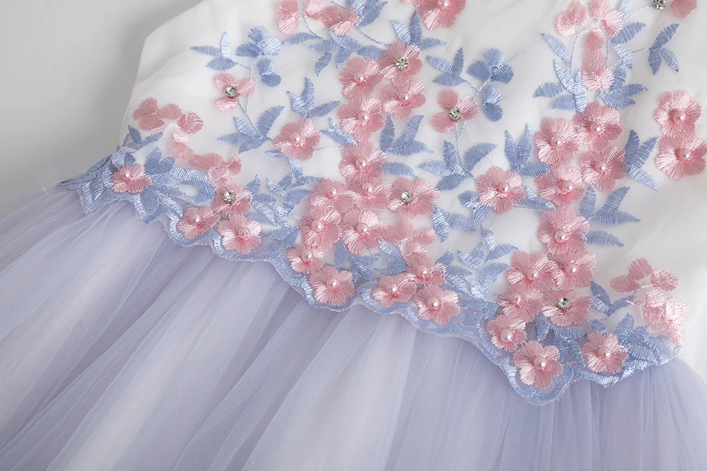 Mottelee/Коллекция года, новое Сетчатое платье принцессы с жемчужинами для девочек детские праздничные платья на свадьбу Детские вечерние бальные платья, платье для детей возрастом от 3 до 10 лет