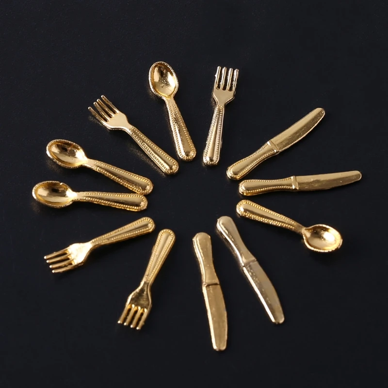 1:12 Dollhouse Metal Cooking Tool Fork Spoon Silverware Kitchen Tableware Toy 1:12 Dollhouse Metal Cooking Tool Fork Spoon Silverware Kitchen Tableware Toy