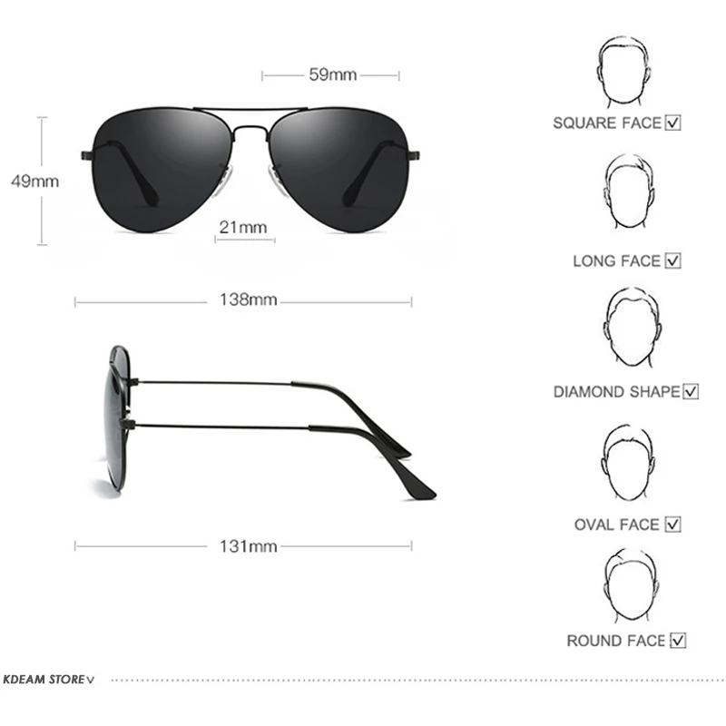 Buy Air Force Pilot Sunglasses Men Polarized 62 Lens Large Sun Glasses Polaroid UVA UVB Sunglass de sol With Case