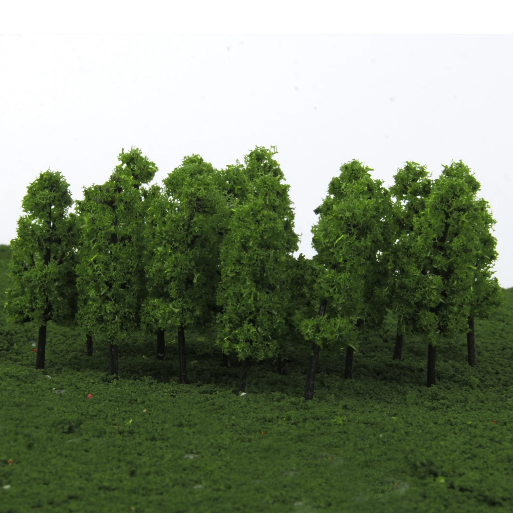 20Pcs 1/200 Scale Plastic Pagoda Trees Model Train Park Railway Railroad Street Layout Scenery Dark&Light Green