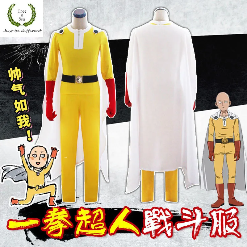 Японский н One Punch Man костюм учитель Сайтама Oppai костюмы с накидкой для девочек