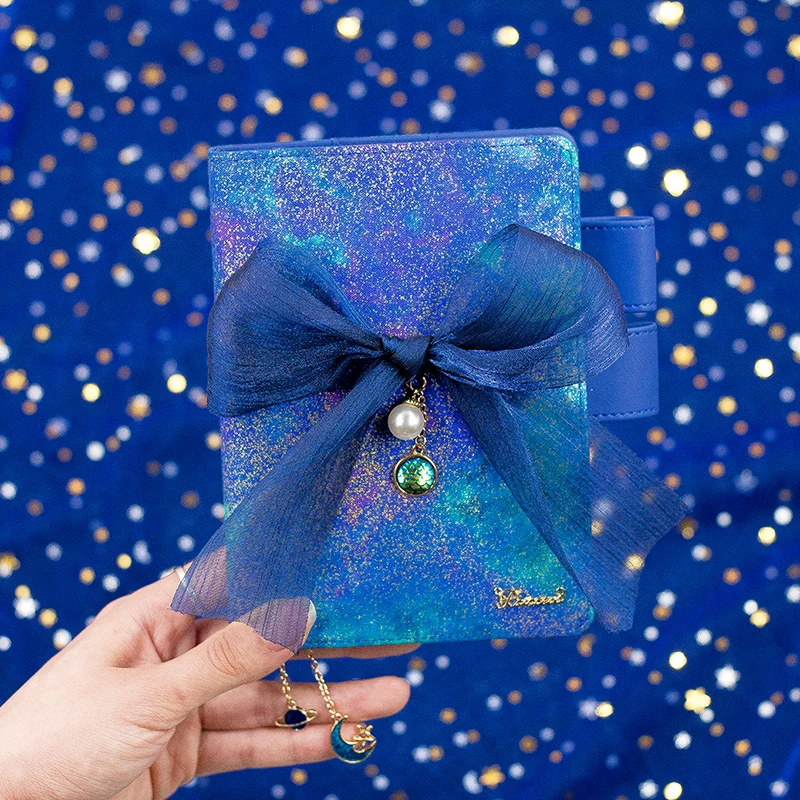 Новинка A5 A6 красивый Kawaii Blue Star Bling Notebook дневник Еженедельный план руководство