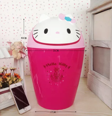  12L Hello Kitty Lovely Bedroom Living Room Household Car Trash Can with Cover Plastic Garbage Bin G - 33038708107