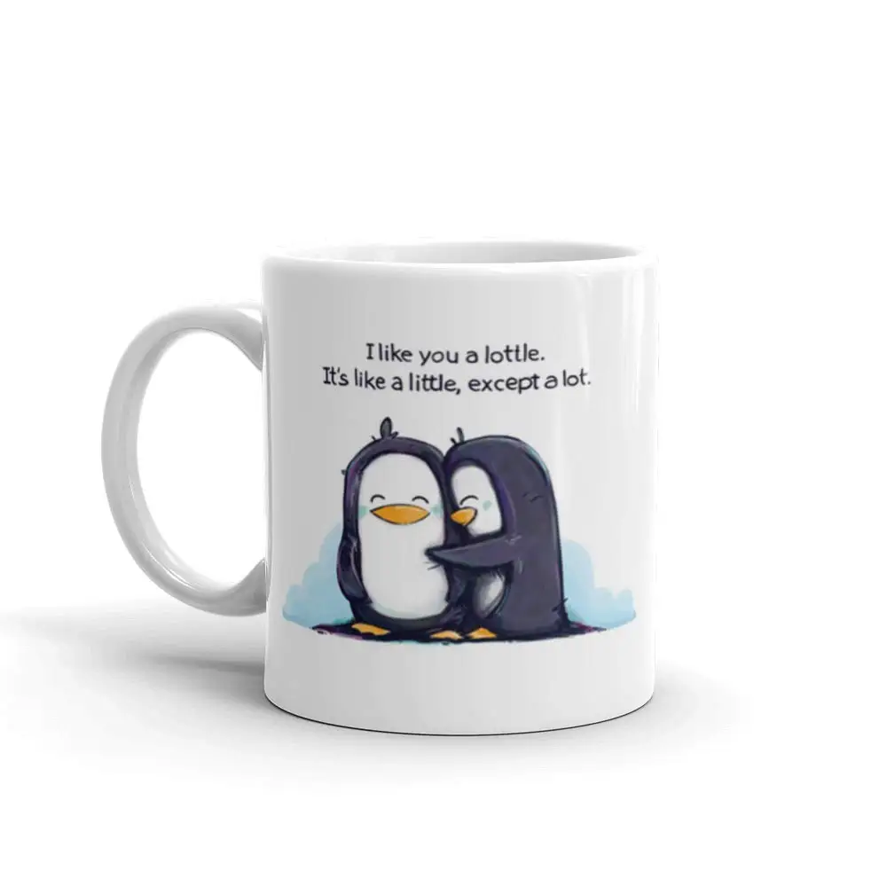 Керамическая кружка для кофе с пингвинами I Like You A Lottle белая забавная вина 11 унций