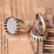 15 мм в античном стиле, из бронзы и меди Корона круглая Пустая Крышка основа тележки палец кольца настройки Diy Стекло CZ CABs ювелирные изделия оптом