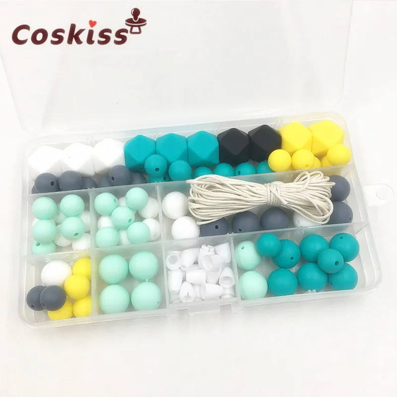 Baby Silicone Teething DIY Crafts Set Pacifier Clips Toy Safe And Natural Silicone Bead Teether Baby Nursing Necklace Pendants