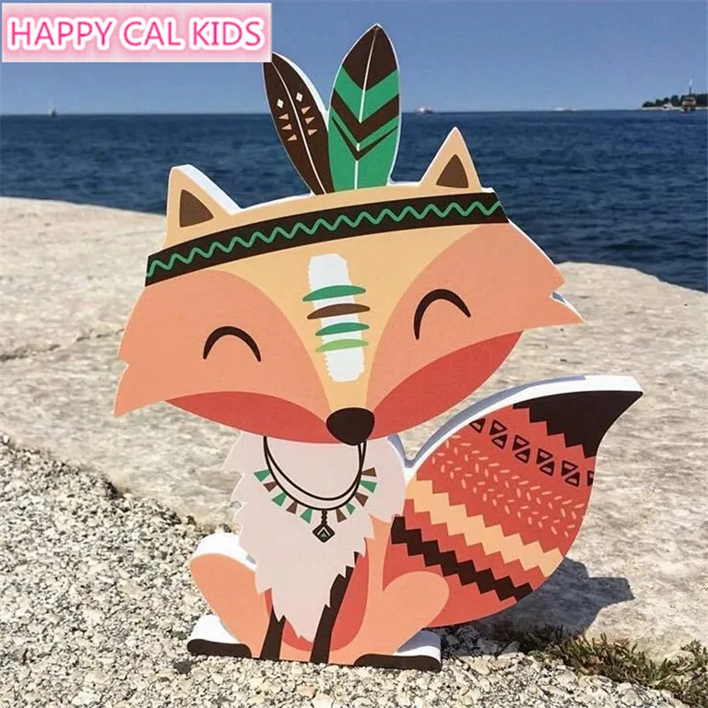 

New Indian Style Wooden Fox cactus Nursery Decor Bridal Baby Shower Decor Baby Shower Decor Nursery Photo Prop Decorative Sign