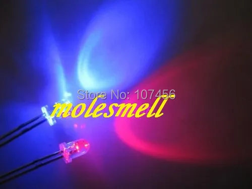 50 Pz/Lotto Spedizione Gratuita!!! 3Mm Lampeggiante Rosso/Blu Flash Led (10000Mcd)3Mm Lampeggiante Rosso/Blu Acqua Trasparente Led Rotondo