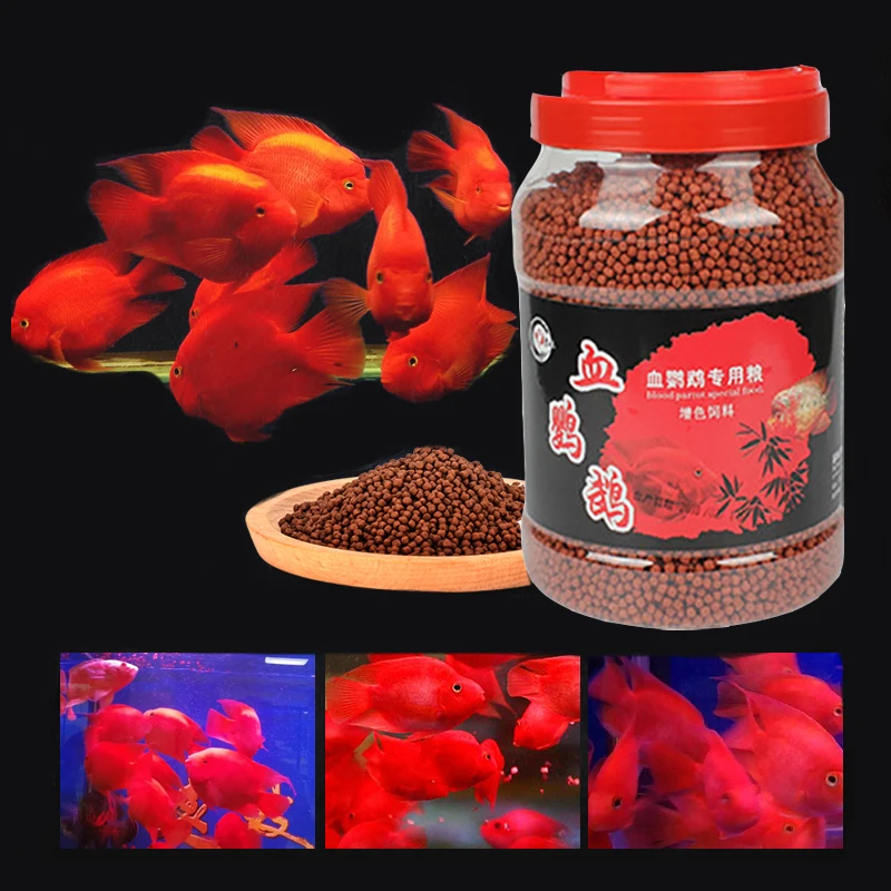 

Red Parrot cichild fish food graules float on water Giant Blood Gold Blood Parrot fish Head tropical feed Snapper
