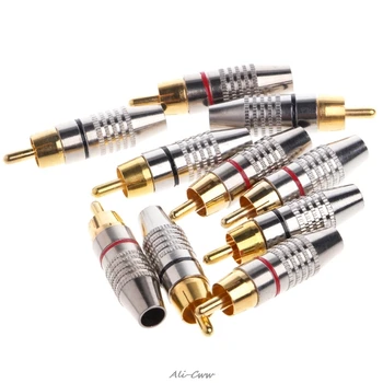 

10 Pcs RCA Plug Audio Video Locking Cable Connector Gold Plated