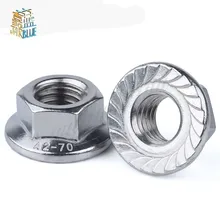 20Pcs DIN6923 M3 M4 M5 M6 M8 304 Stainless Steel Hexagon Flange Nuts Pinking Slip Locking