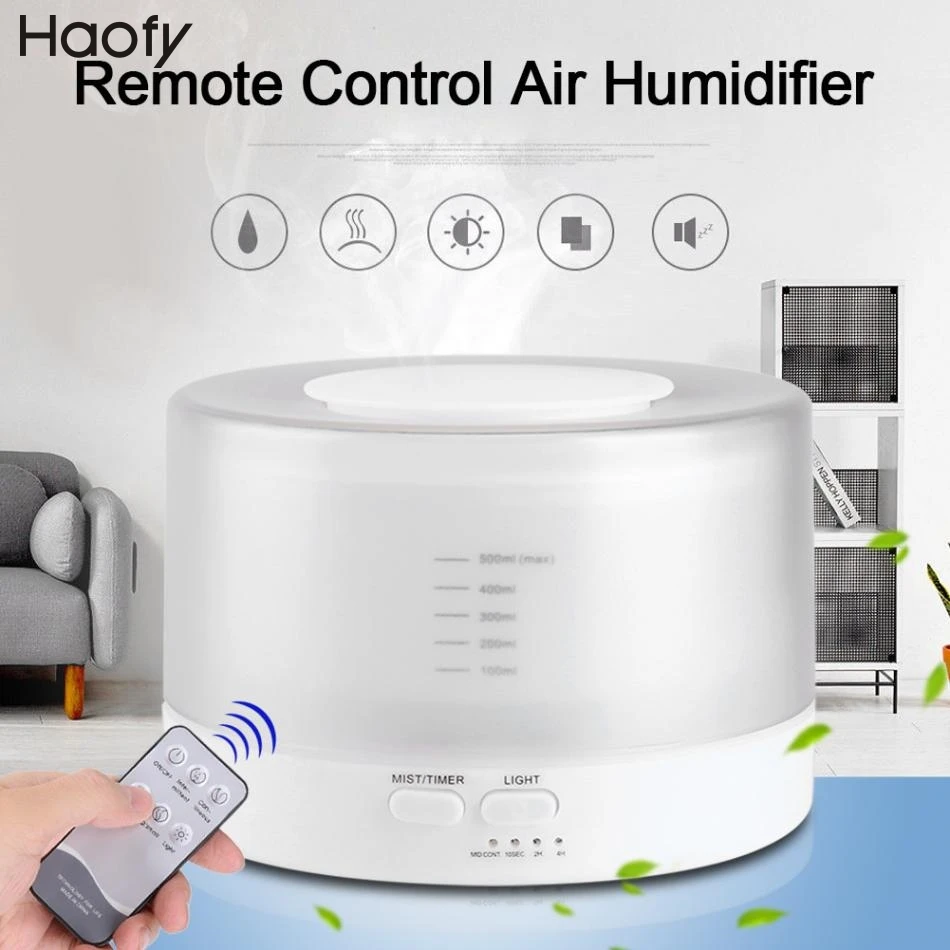 Original 500ML Remote Control Ultrasonic Air Humidifier 7 Color LED Lights Aroma Diffuser Cool Mist Humidifier