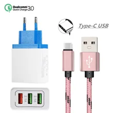 QC3.0 5 V 2.4A универсальный сетевой адаптер для huawei xiaomi быстро chargeing для samsung S10 S9 S8 NOTE 9 8 универсальное usb-зарядное устройство кабель